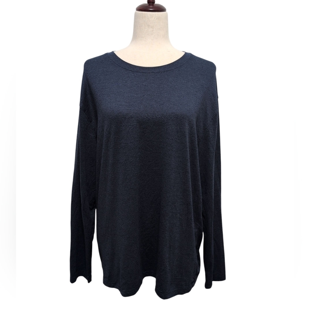 LEG3ND Workout Top Long Sleeve Dri Fit Heathered Navy Blue‎ Womens XL